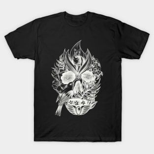 Animals and Flowers Wildlife Skull 2 T-Shirt